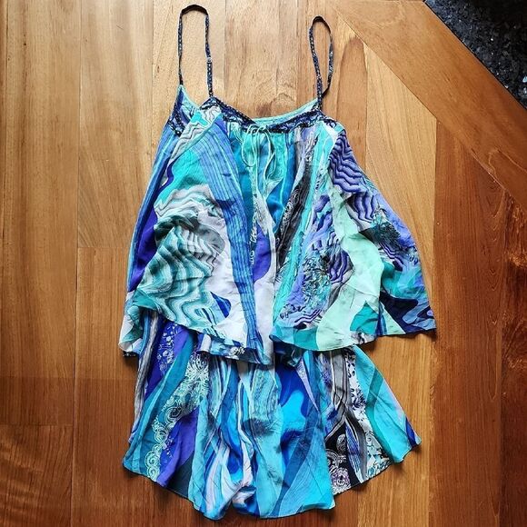 Camilla Turquoise and White Romper - Women's Size Small - Picture 4 of 7